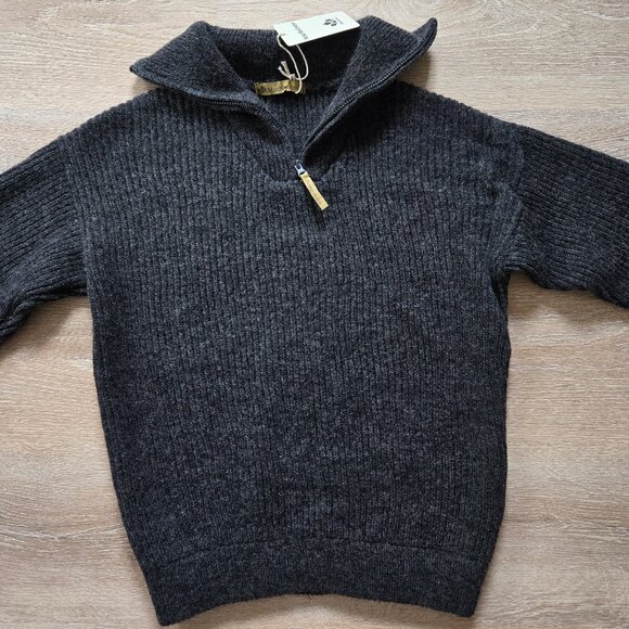 MacKenzie Men’s Hunter Wool Sweater – 100% Wool Quarter Zip Charcoal Medium NWT - Picture 6 of 17